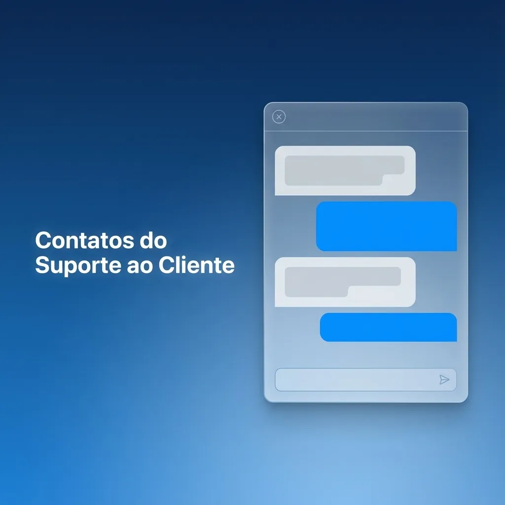 Tela de suporte ao cliente mostrando opções de contato: chat ao vivo, e-mail, formulário e mensagens na conta