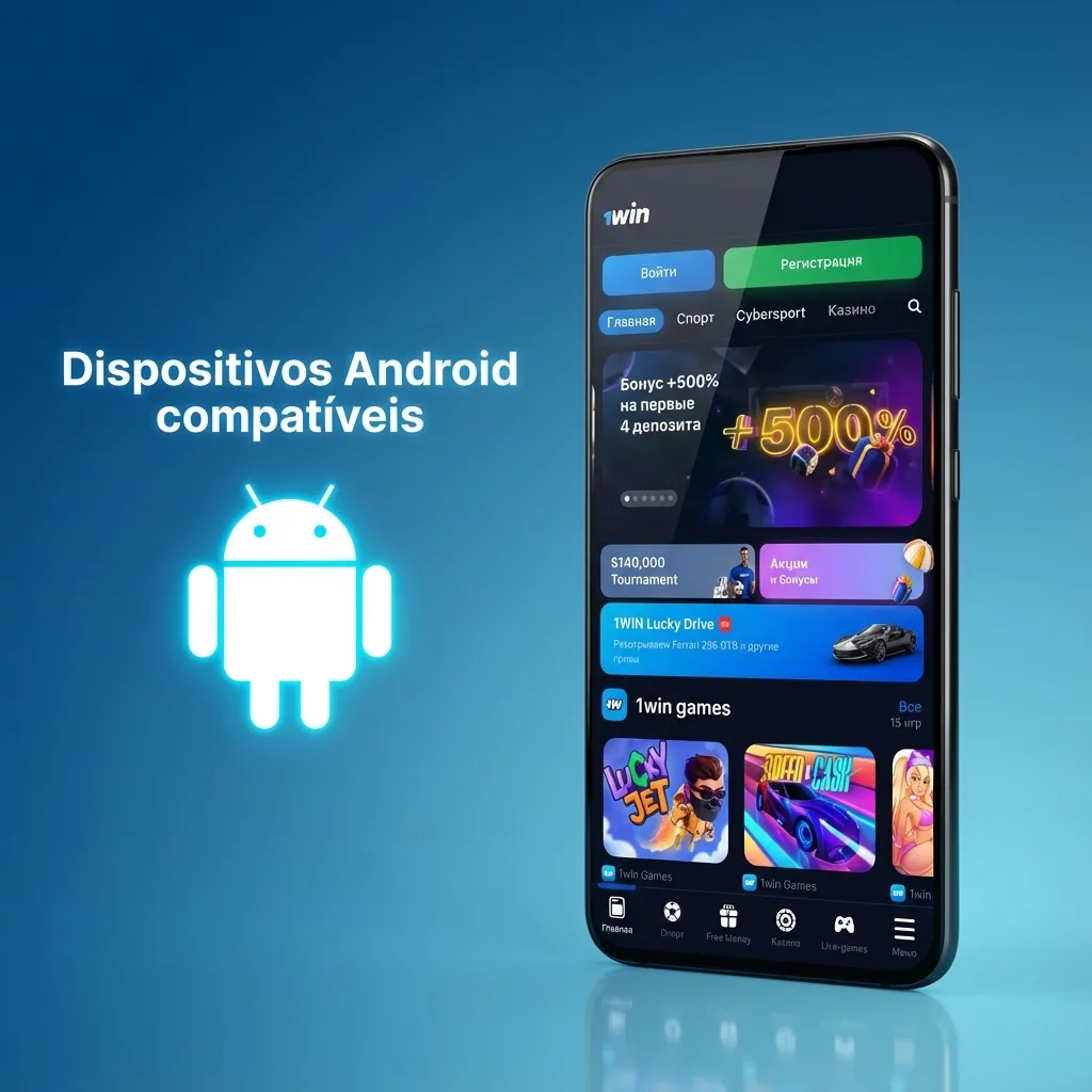 Lista de smartphones Android compatíveis com o app 1win, incluindo Samsung, Xiaomi, Motorola, Realme e Asus