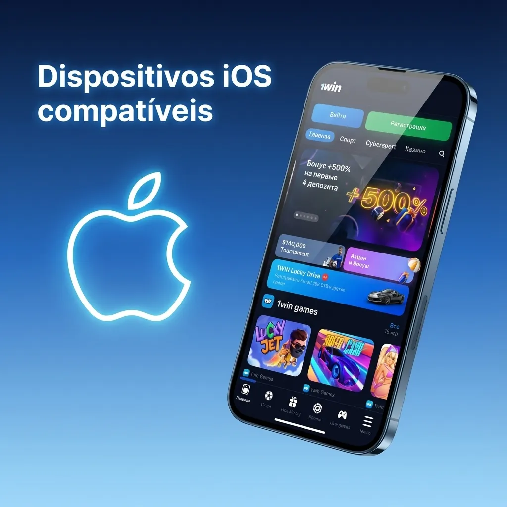 Lista de iPhones compatíveis com o app 1win, das linhas X a 15, em interface limpa de suporte iOS