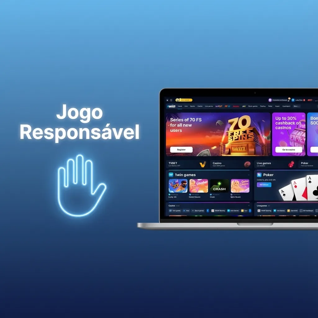 Banner “Jogo Responsável” no casino online 1win com ícones sobre limites de tempo, dinheiro e jogo seguro