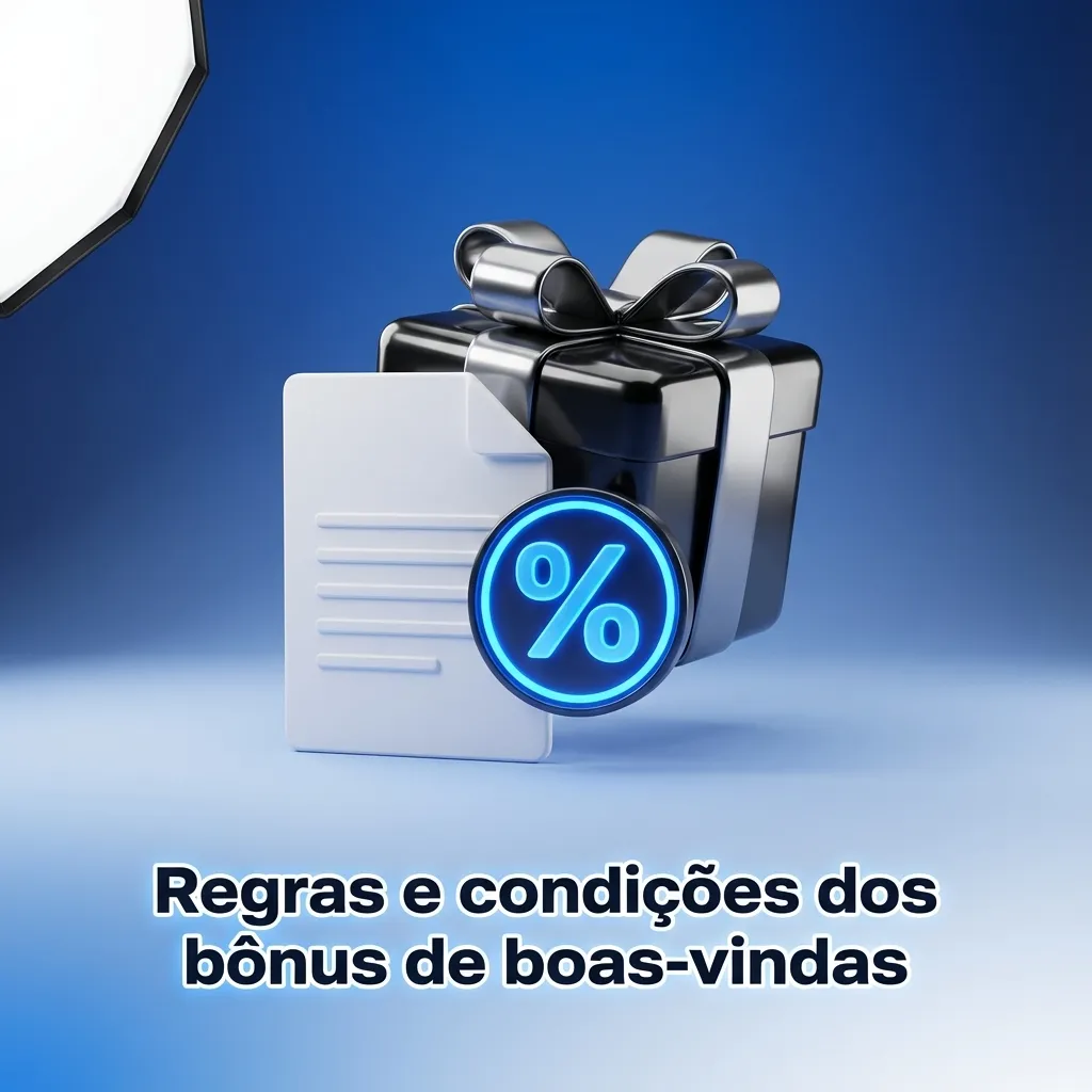 Ilustração de bônus de boas‑vindas com lista de regras e condições de aposta em português