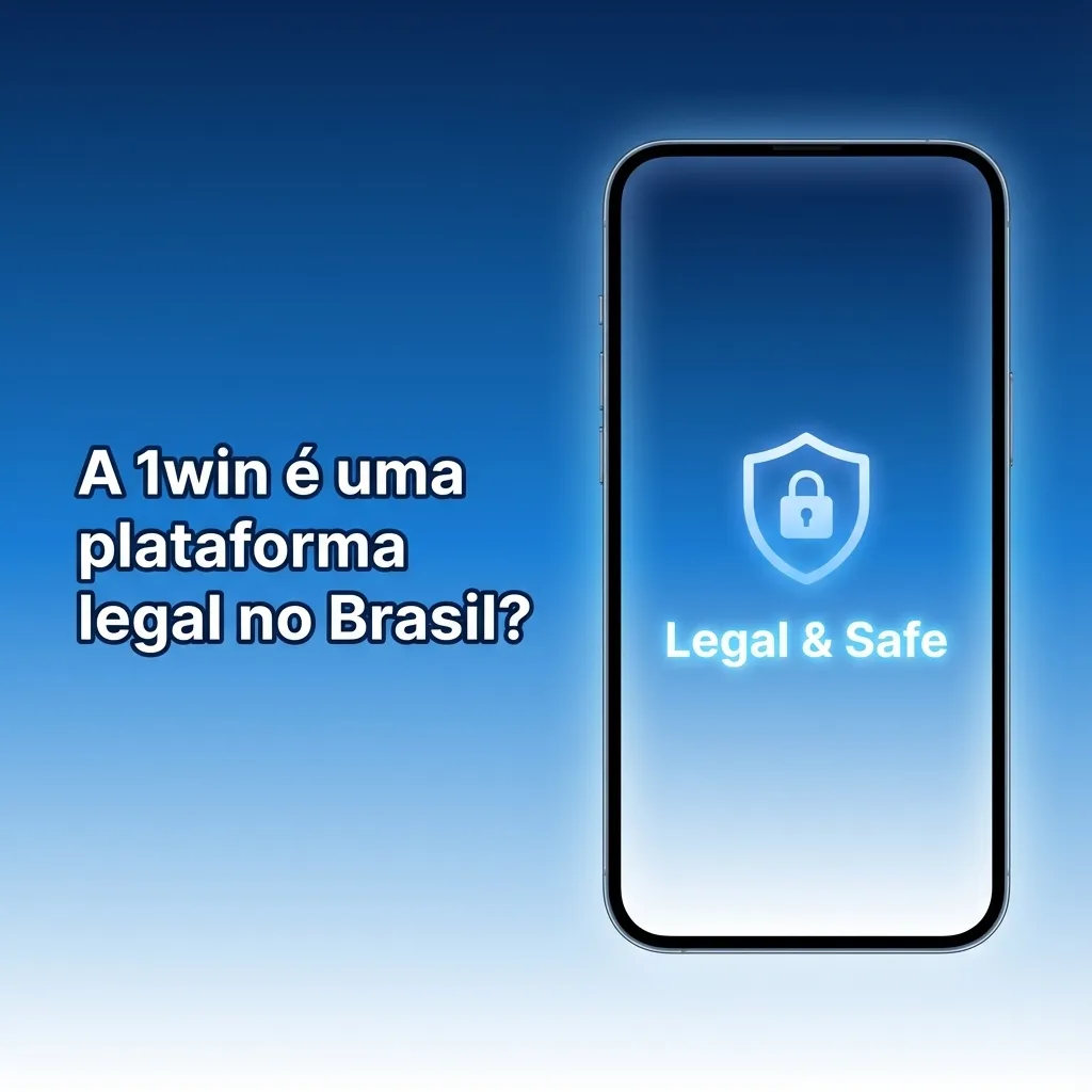 Banner em português sobre a legalidade da 1win no Brasil, destacando licença de Curaçao, segurança e jogo responsável
