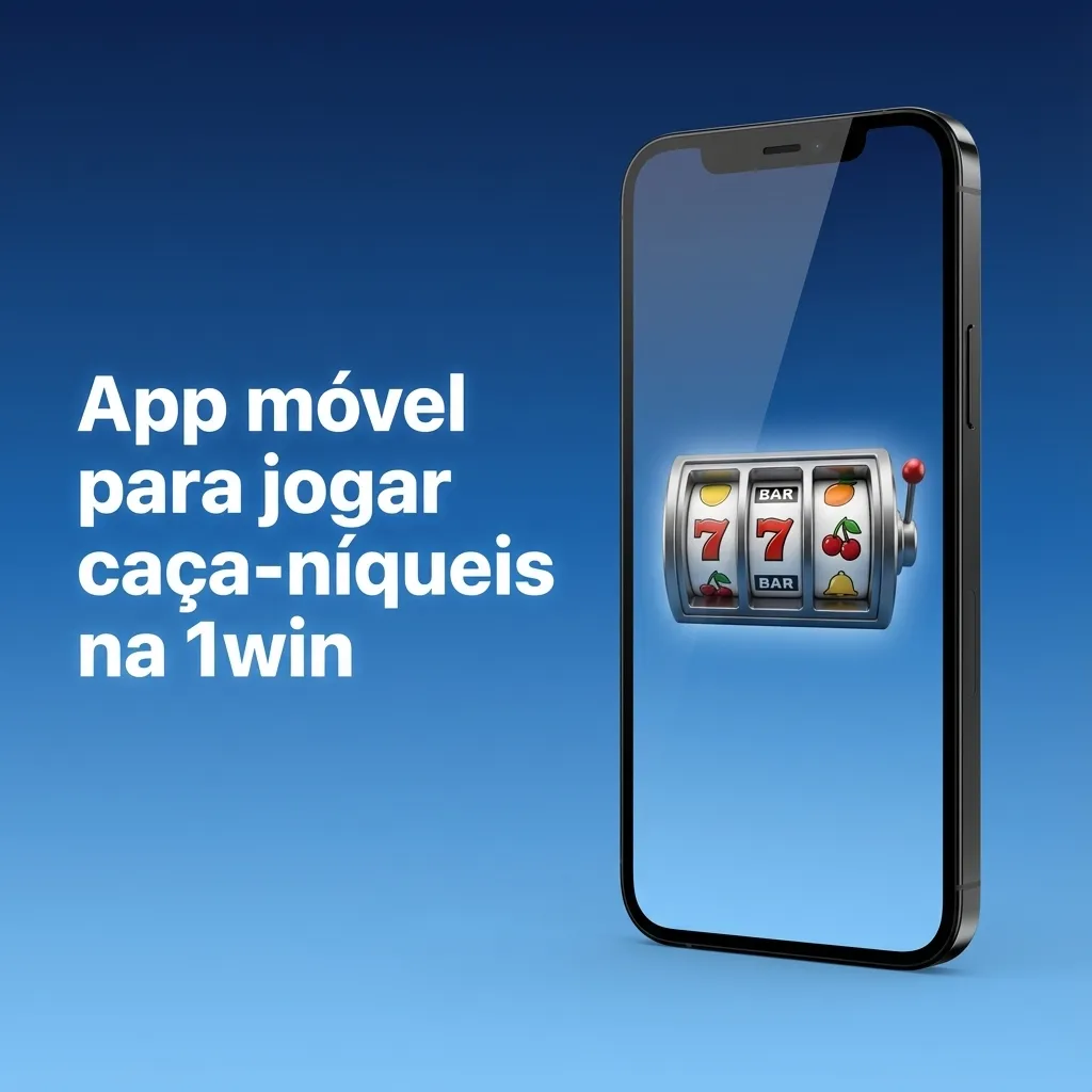 Tela de smartphone mostrando o app 1win aberto em caça-níqueis, com saldo, botões de aposta e giro em destaque