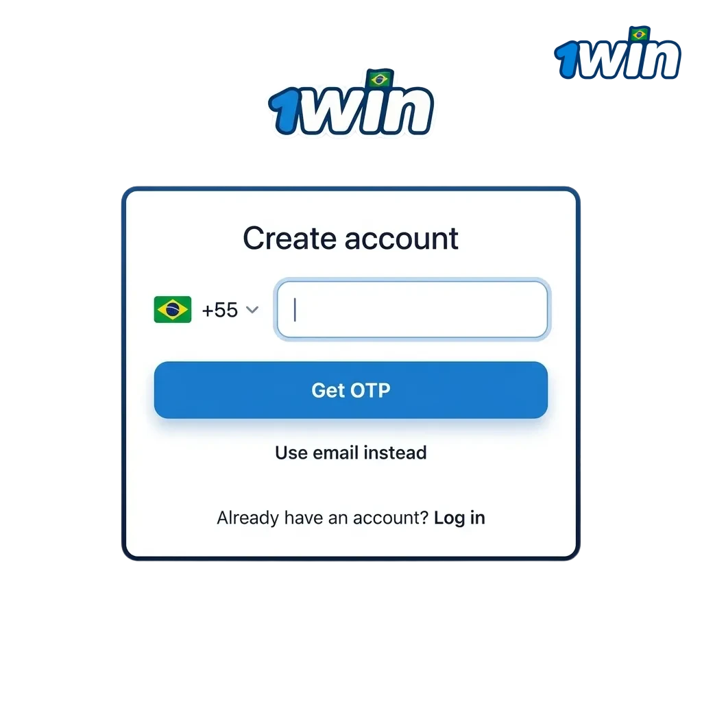 Tela de cadastro, login e verificação de conta na 1win com destaque para bônus e suporte em português