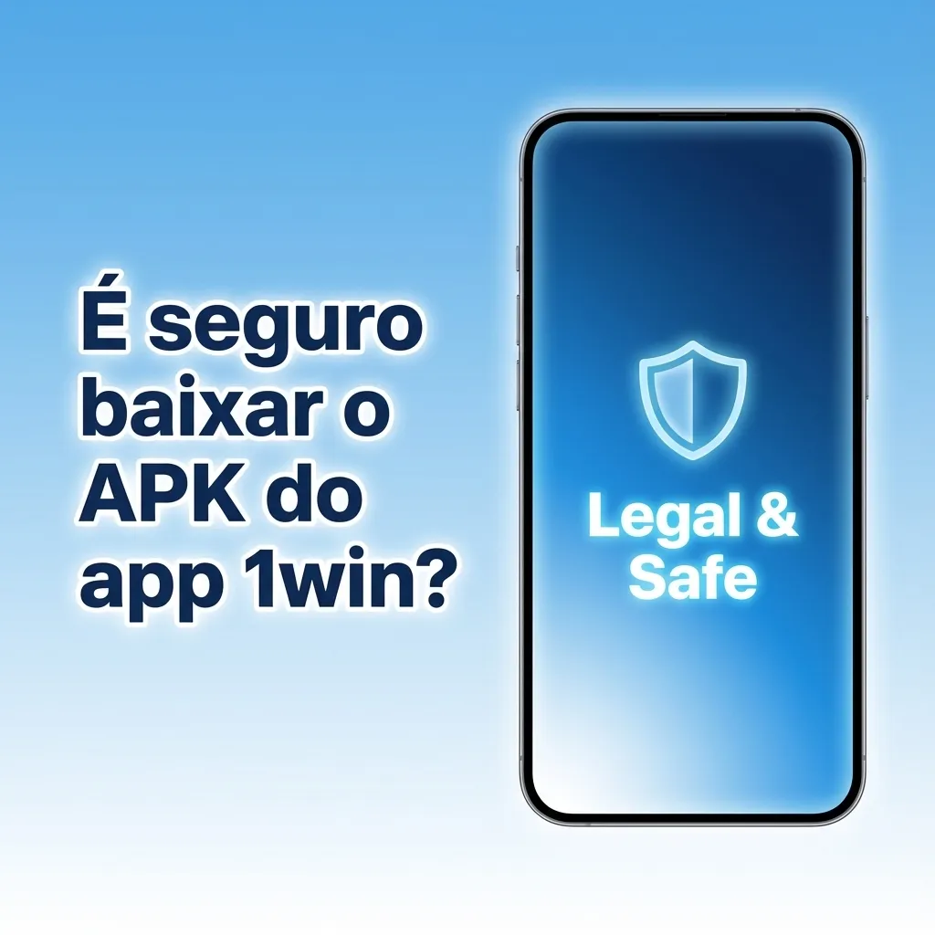 Ilustração de usuário baixando APK 1win com ícones de cadeado, certificado SSL e criptografia, simbolizando segurança e confiança