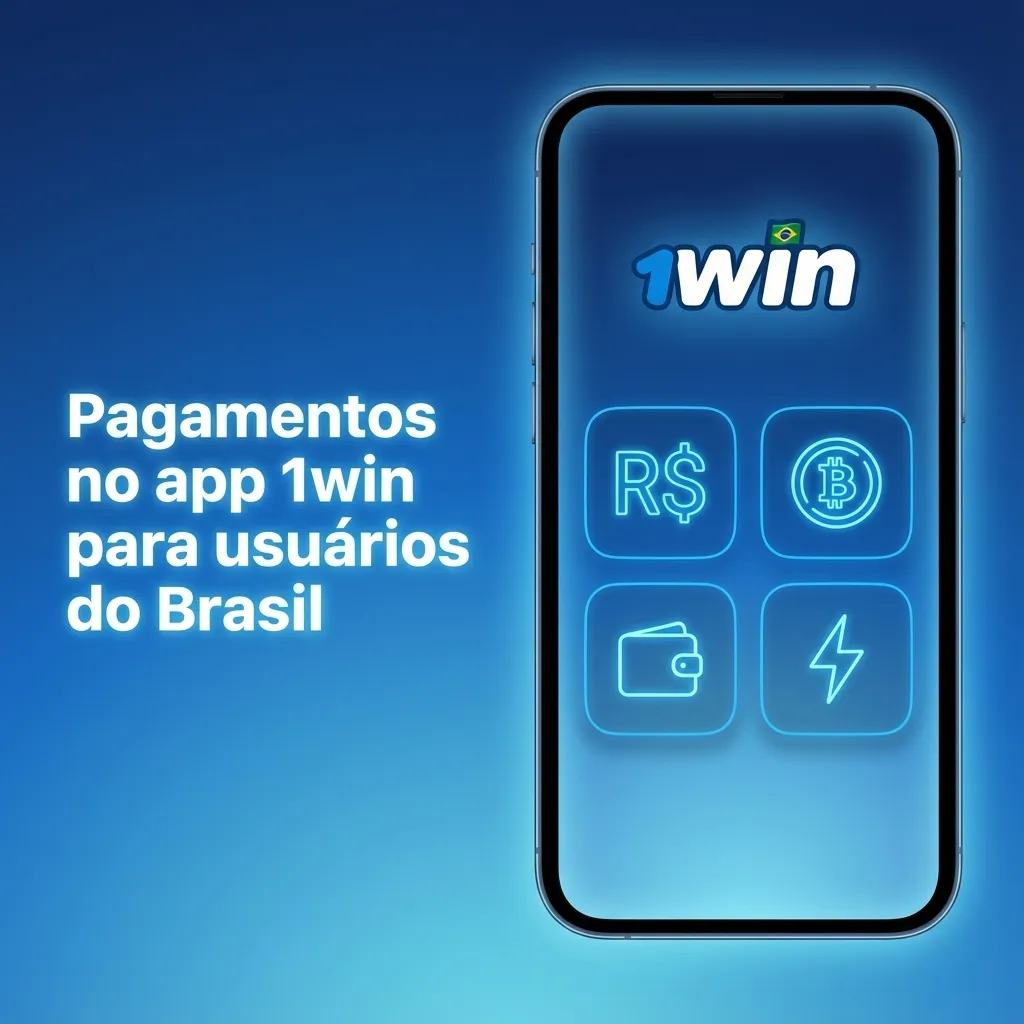 Tela do app 1win exibindo opções de pagamento no Brasil, como Pix, boleto, transferência e carteiras digitais