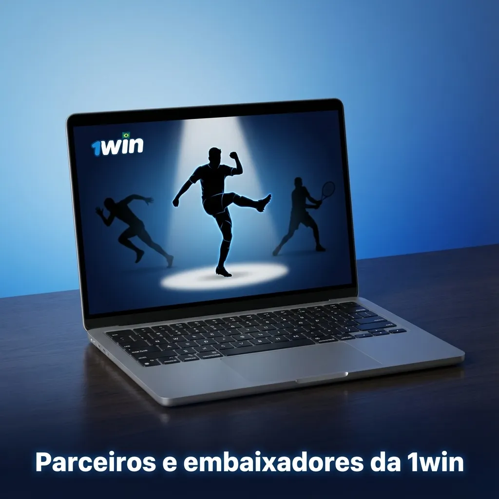 Painel da 1win com logos de clubes, influenciadores de apostas e portais esportivos brasileiros, simbolizando parcerias e patrocínios