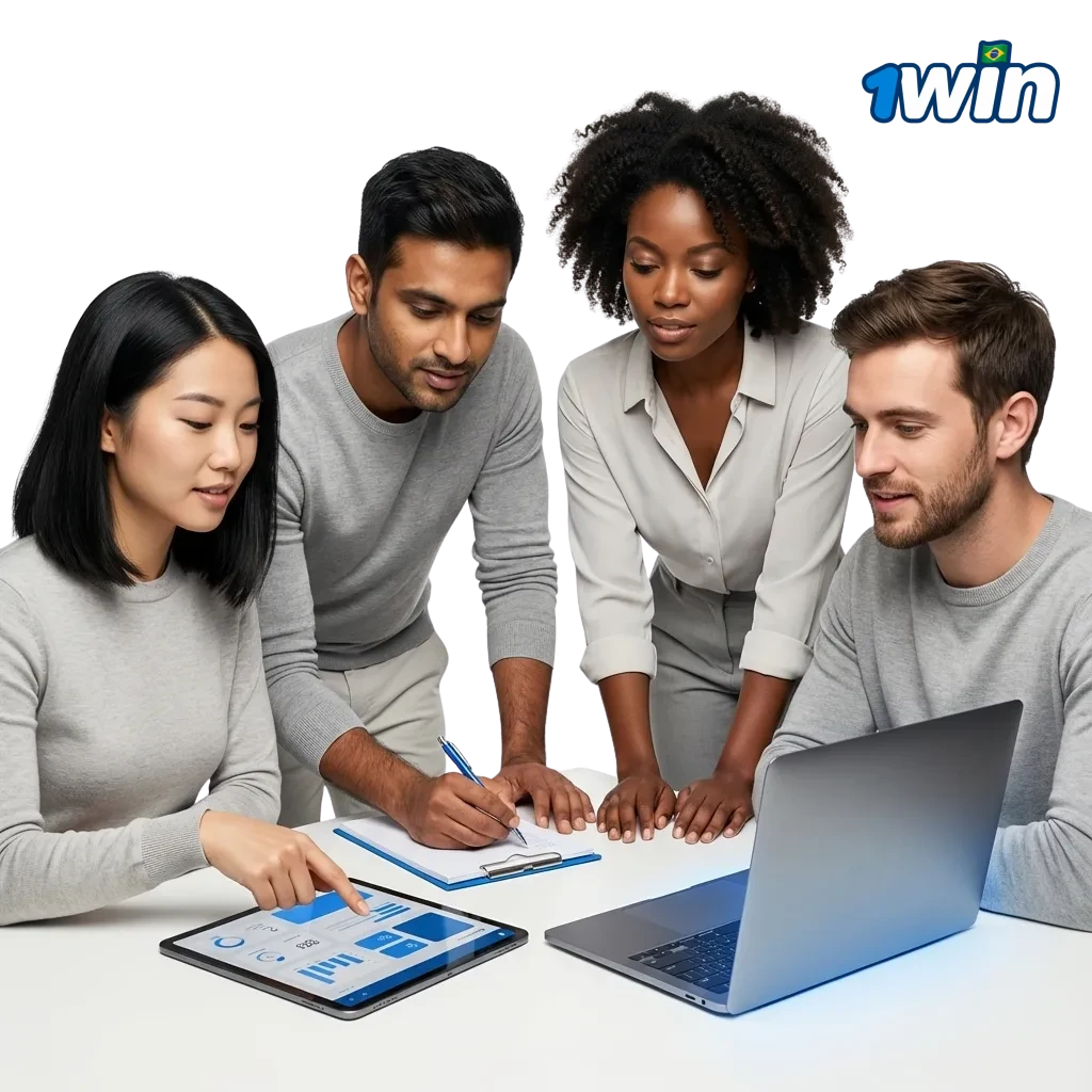 Página "Sobre a empresa 1win" destacando apostas esportivas, cassino online e bônus de boas-vindas para brasileiros