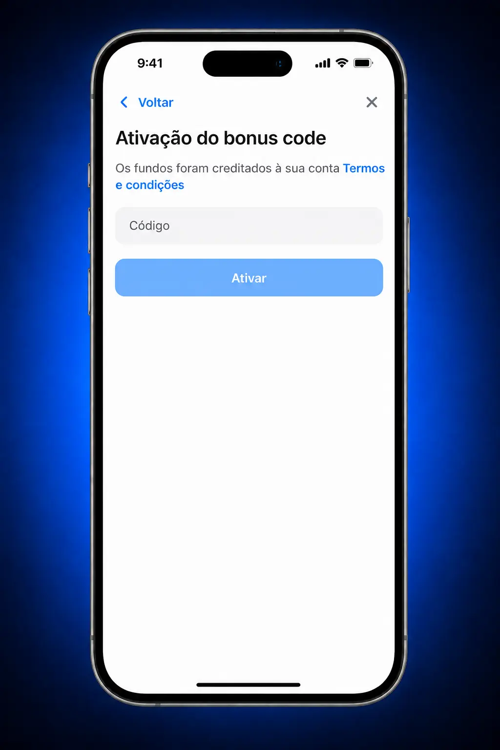 App 1win no celular com ativação de código promocional, depósito em BRL e acompanhamento de bônus